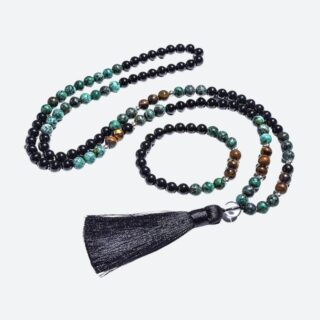 Collier africain homme, perles turquoise