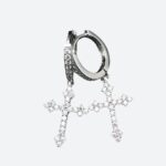 Boucle d’Oreille Croix Homme Acier et Brillants Pendants