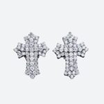 Boucle d’Oreille Croix Homme Acier et Zircons Brillants