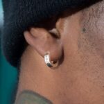 Boucle d’Oreille Homme Anneau Acier Gravé