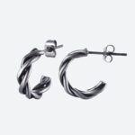 Boucle d’Oreille Homme Créole Acier Noir Tressé
