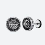 Boucles d’Oreilles Homme Original Symbole Nordique Gravé