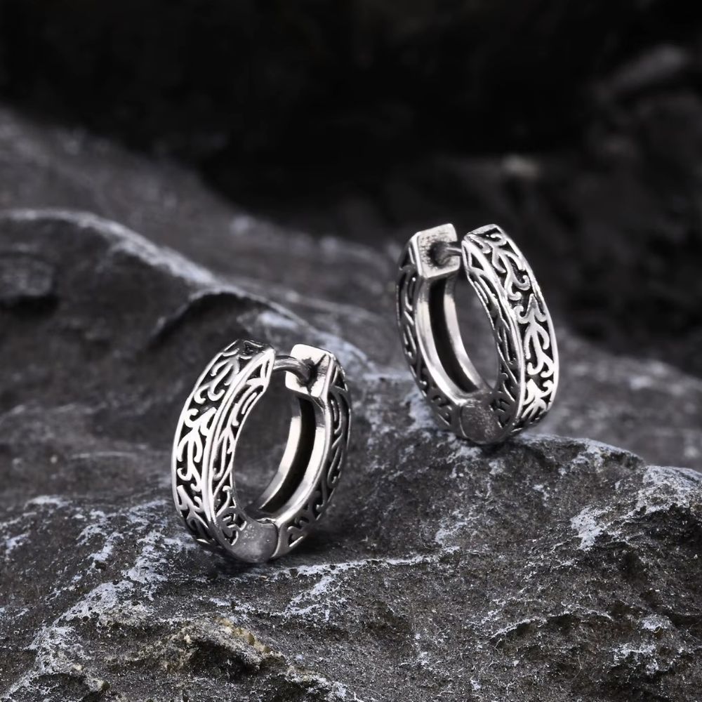 Boucles d’Oreilles Homme Viking Anneaux Argentés