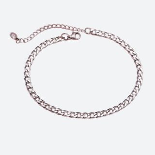 Bracelet cheville homme chaîne argentée ajustable