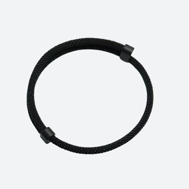 Bracelet homme tissu corde noire minimaliste