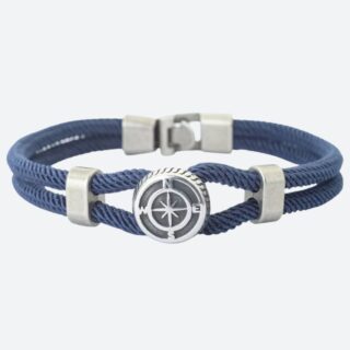 Bracelet marin homme corde bleue boussole