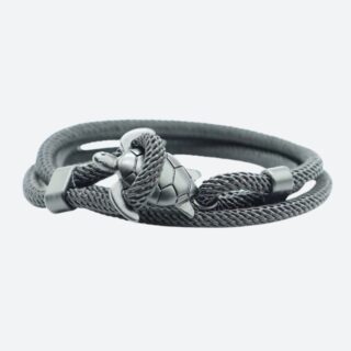 Bracelet marin homme corde noire tortue acier