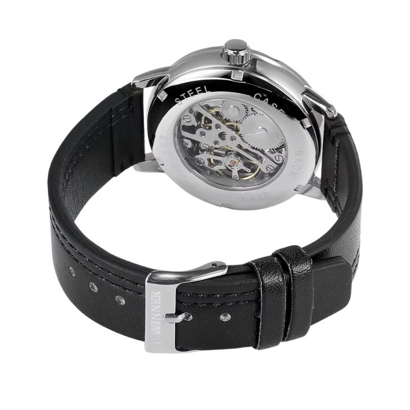 Montre mécanique homme cuir noir minimaliste