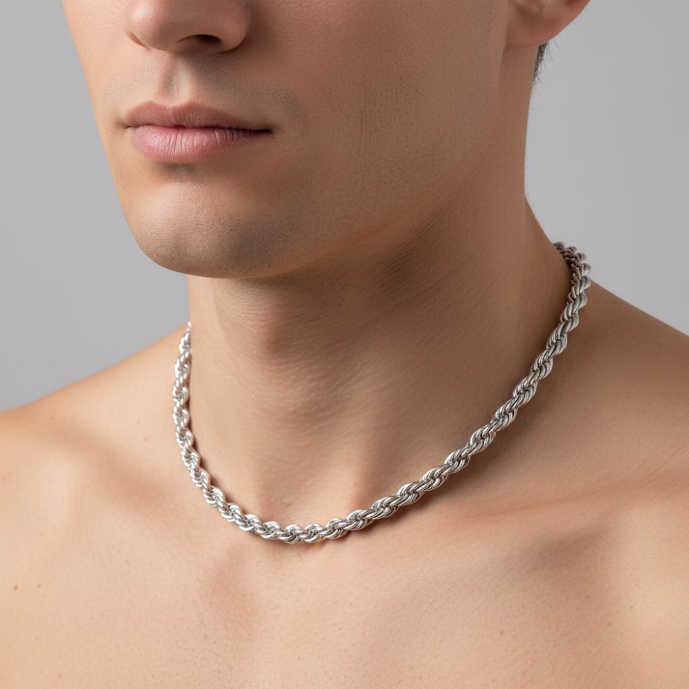 Chaîne argent homme style minimaliste, 60cm, 4 mm