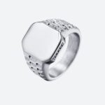 Bague acier homme carré minimaliste argent