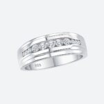 Bague Fiançailles Homme Argent 925 Zircons Incrustés