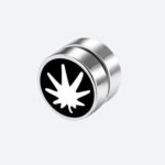 Boucle d’Oreille Aimant Homme Acier Noir Feuille