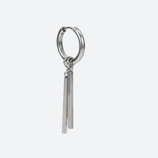 Boucle d’Oreille Homme Pendante Argent Barre Double