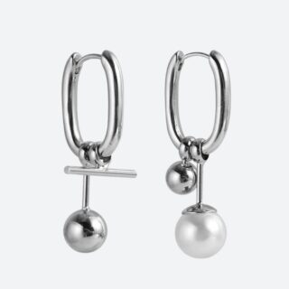 Boucle d’Oreille Homme Perle Acier Design Asymétrique