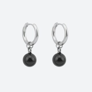 Boucle d’Oreille Homme Perle Noire Acier Minimaliste