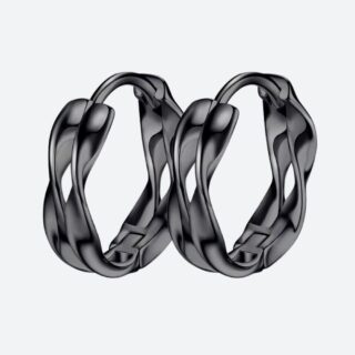 Boucles d’Oreilles Homme Noires Torsadées