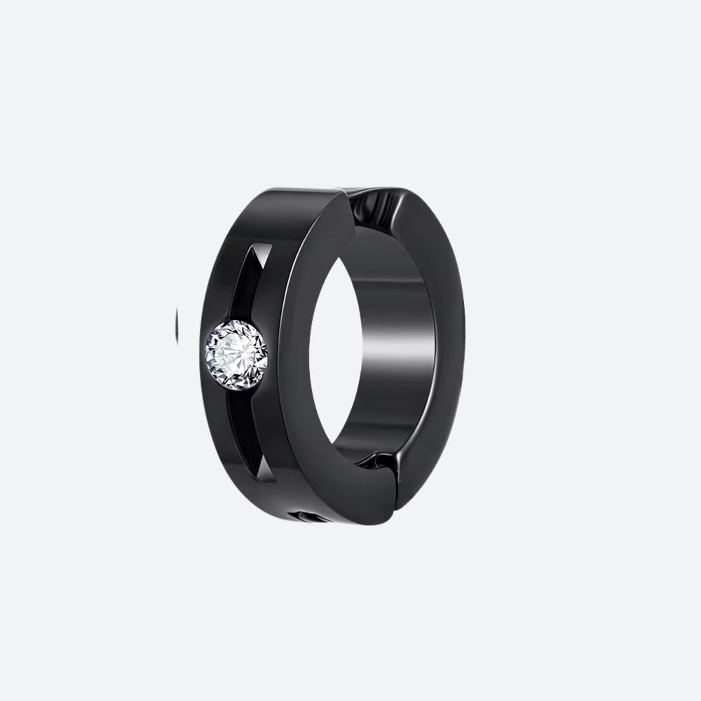 Boucles d’Oreilles Homme Sans Trou Noires Zircon