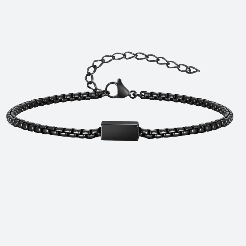 Bracelet Acier Homme Chaîne Noire Minimaliste