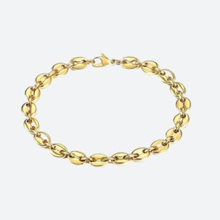 Gourmette Homme Or Acier Inoxydable Grain de Café