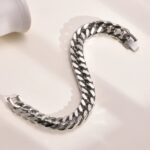 Gourmette Homme Argent Acier Inoxydable 12 mm