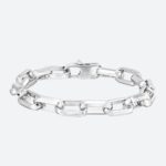 Gourmette Homme Argent Maillons Rectangulaires Acier