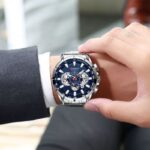 Montre Chronographe Homme Acier Bleu