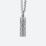 Pendentif Homme Argent Tube Gravé Tribal