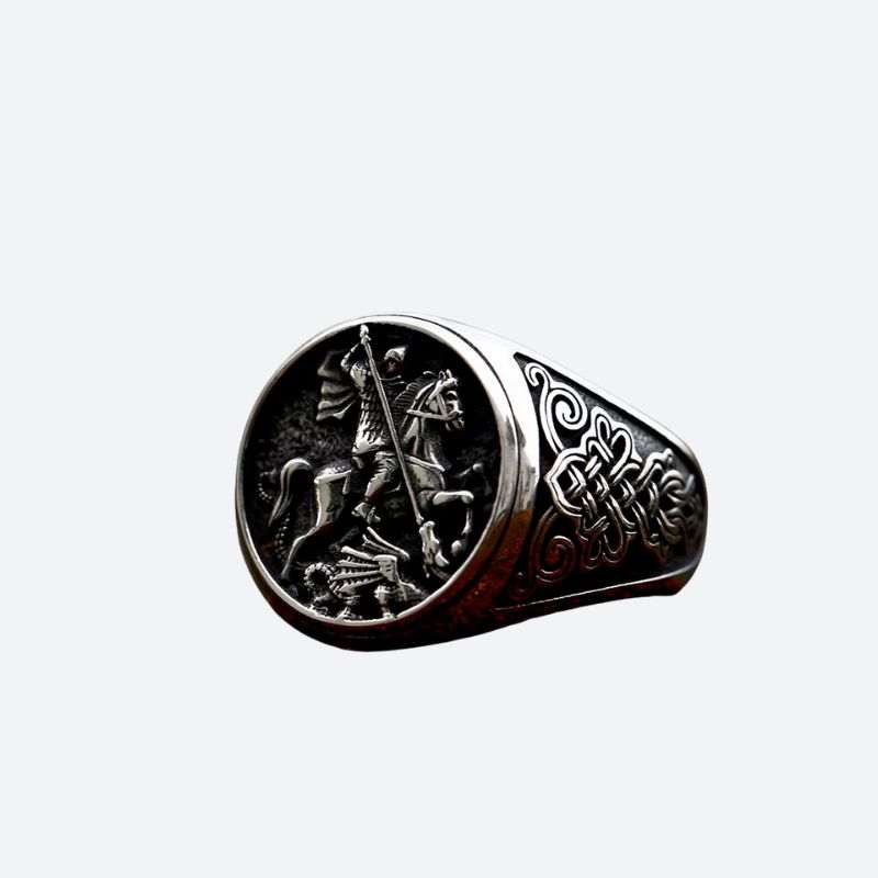 Bague Acier Homme Saint George rectangulaire